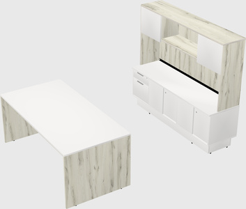 Parallel desk with low credenza