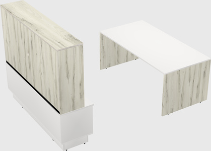 Parallel desk with low credenza