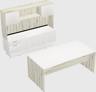 Parallel desk with low credenza
