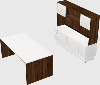 Parallel desk with low credenza