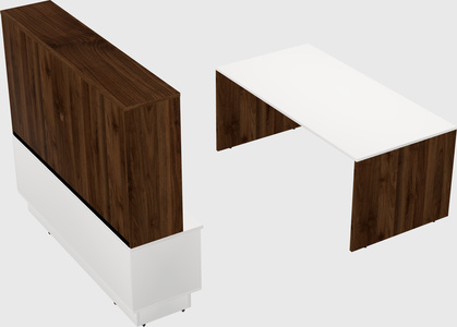 Parallel desk with low credenza