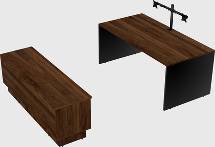Parallel desk with low credenza