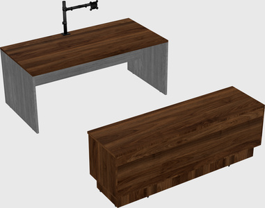 Parallel desk with low credenza