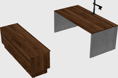 Parallel desk with low credenza