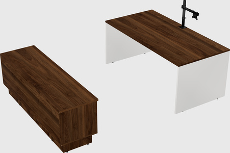 Parallel desk with low credenza