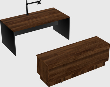 Parallel desk with low credenza