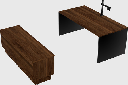 Parallel desk with low credenza