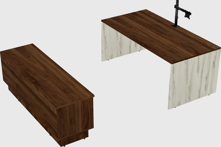 Parallel desk with low credenza