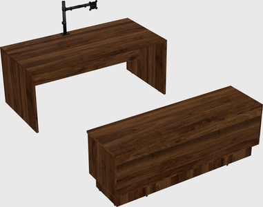 Parallel desk with low credenza