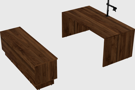 Parallel desk with low credenza
