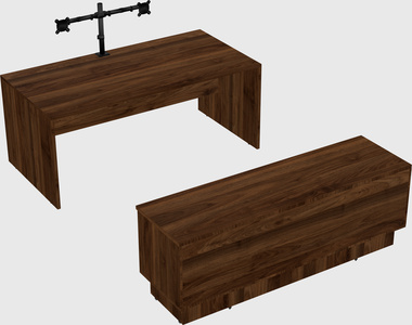 Parallel desk with low credenza
