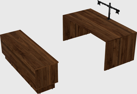 Parallel desk with low credenza