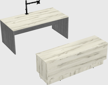 Parallel desk with low credenza