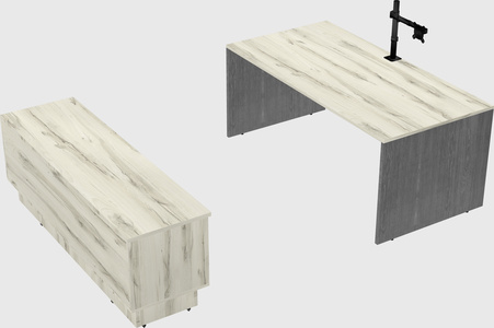 Parallel desk with low credenza