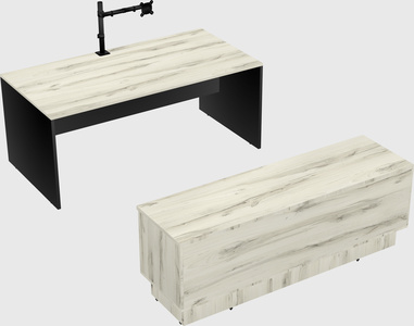 Parallel desk with low credenza