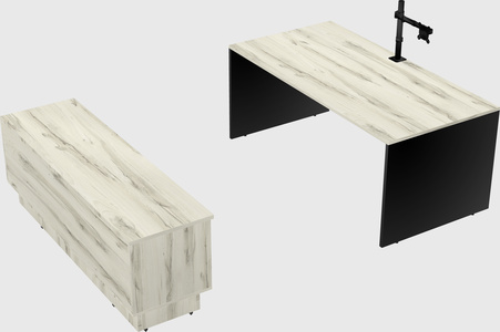 Parallel desk with low credenza