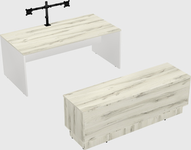 Parallel desk with low credenza