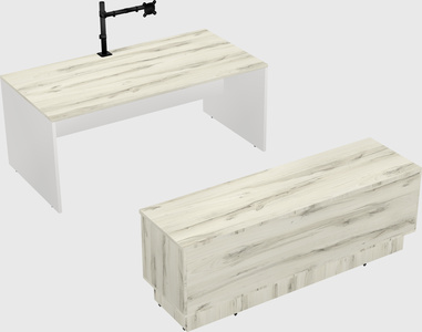Parallel desk with low credenza