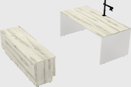 Parallel desk with low credenza