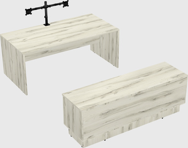 Parallel desk with low credenza