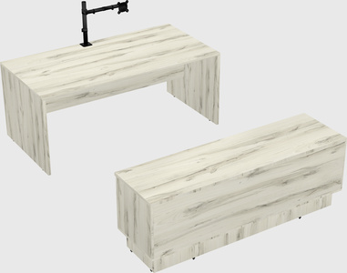 Parallel desk with low credenza