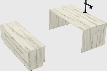 Parallel desk with low credenza