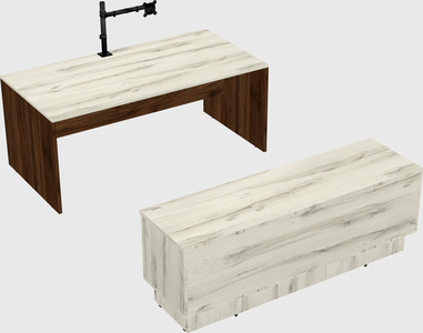 Parallel desk with low credenza