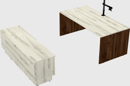 Parallel desk with low credenza