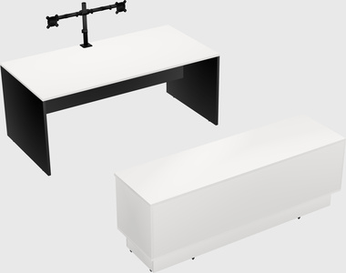 Parallel desk with low credenza