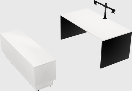 Parallel desk with low credenza