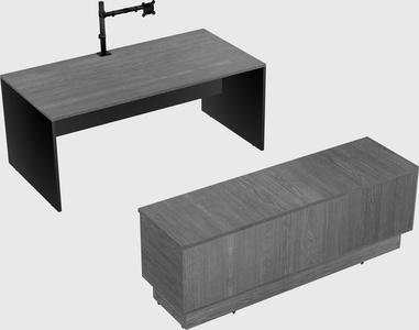 Parallel desk with low credenza