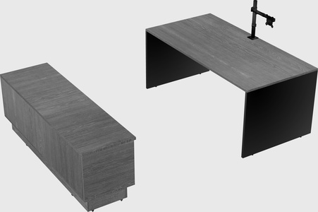 Parallel desk with low credenza