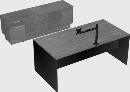 Parallel desk with low credenza