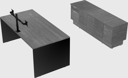 Parallel desk with low credenza