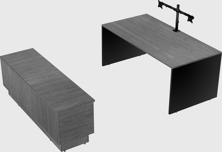 Parallel desk with low credenza