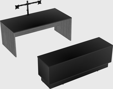 Parallel desk with low credenza