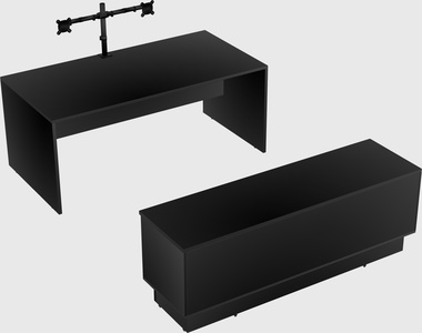 Parallel desk with low credenza