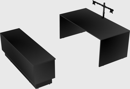 Parallel desk with low credenza
