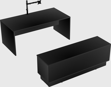 Parallel desk with low credenza