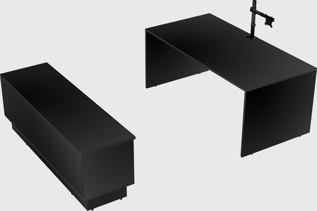 Parallel desk with low credenza