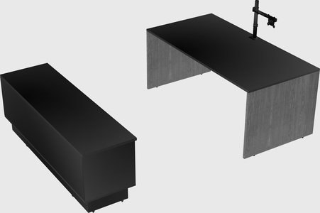 Parallel desk with low credenza