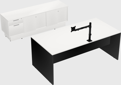 Parallel desk with low credenza