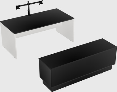 Parallel desk with low credenza