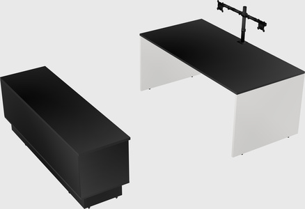 Parallel desk with low credenza
