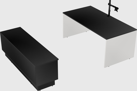 Parallel desk with low credenza