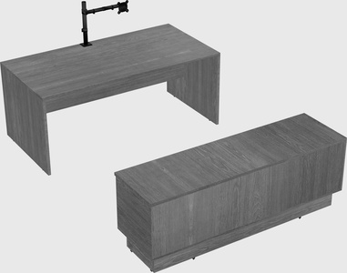 Parallel desk with low credenza