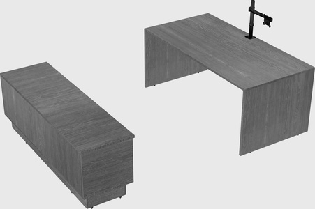 Parallel desk with low credenza