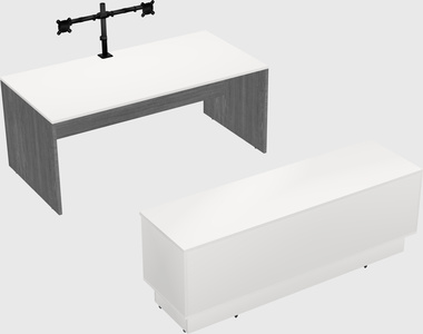 Parallel desk with low credenza