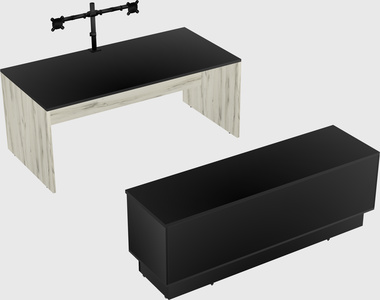 Parallel desk with low credenza