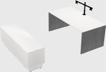 Parallel desk with low credenza